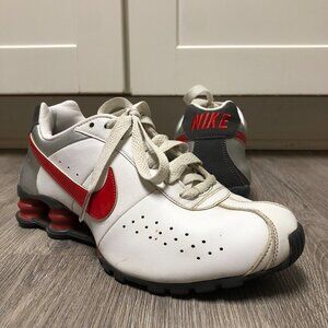 Nike Shox Running Shoes Women's Size 6.5 Red White Grey Sneakers Athletic Gym